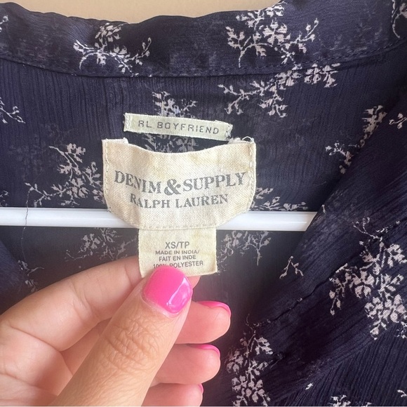 Denim & Supply Ralph Lauren RL Boyfriend Sheer Floral Button Down Shirt Size XS - Picture 3 of 5